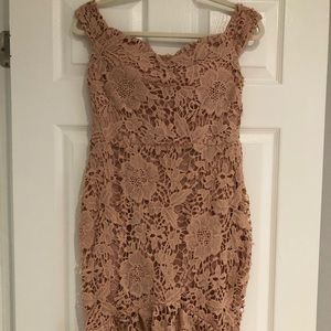 Never been worn! Dusty rose lace ASOS dress, off the shoulder